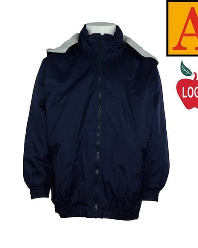 Embroidered Navy Blue Hooded Nylon Jacket #6225-1841-Grade TK-8