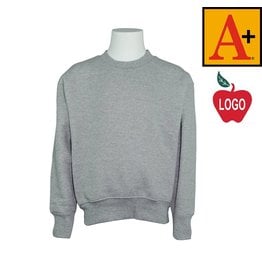 Embroidered Oxford Grey Crew-neck Sweatshirt #6254