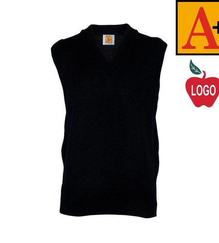 Embroidered Navy Blue Sleeveless Sweater Vest #6600