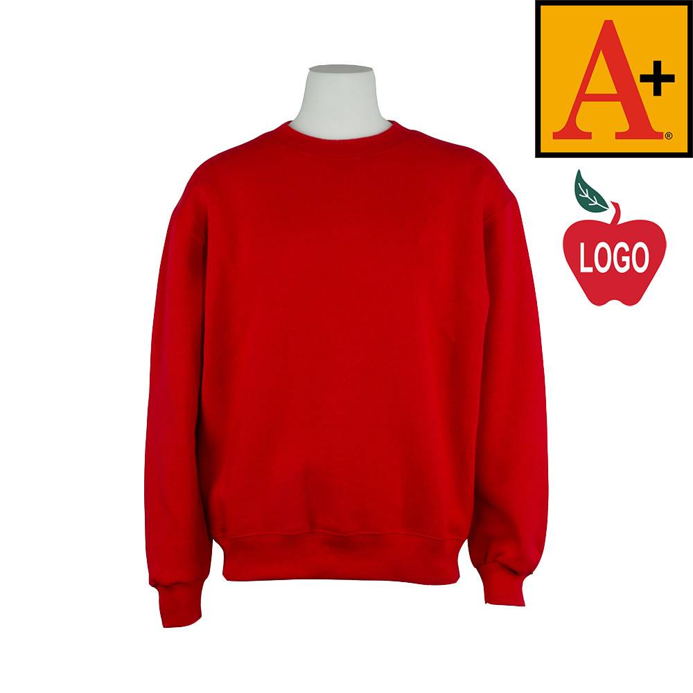 red crew neck sweater