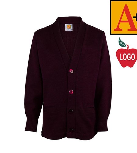 School Apparel A+ Wine Cardigan Sweater #6300