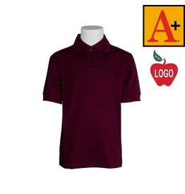 School Apparel A+ Wine Short Sleeve Interlock Polo #8320