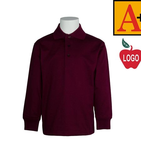 Embroidered Wine Long Sleeve Interlock Polo #8326-1828-Grade K-8