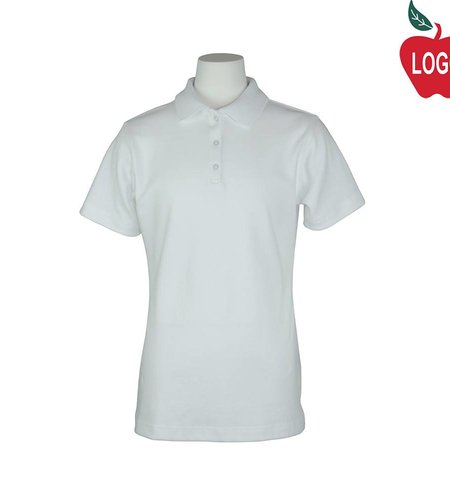 Embroidered White Short Sleeve Interlock Polo #7771