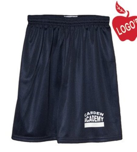 Screenprinted Navy Blue Mesh Athletic Shorts #058