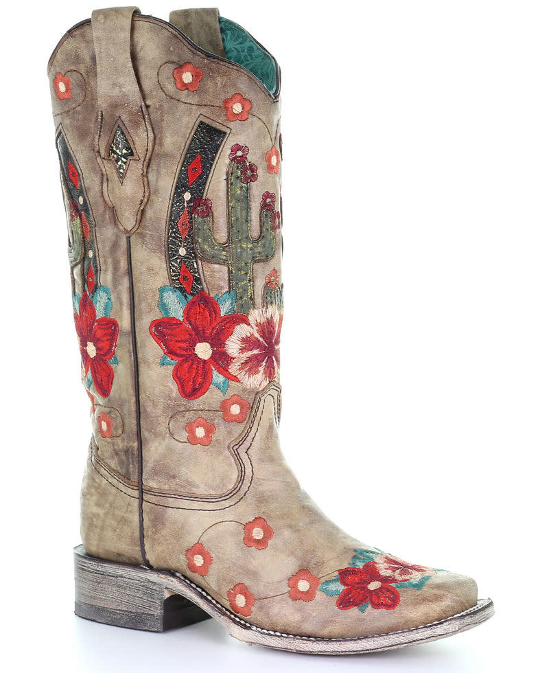 CORRAL TAUPE CACTUS OVERLAY A3769 - Corral Western Wear