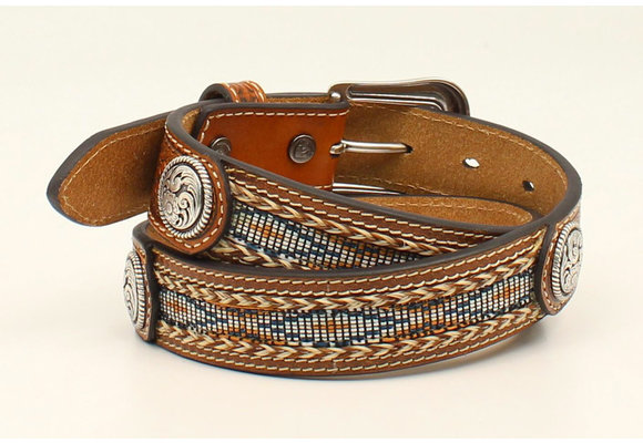 Elto White And Gold Kids Western Cowboy Belt With Designs, Mexico Made  Leather