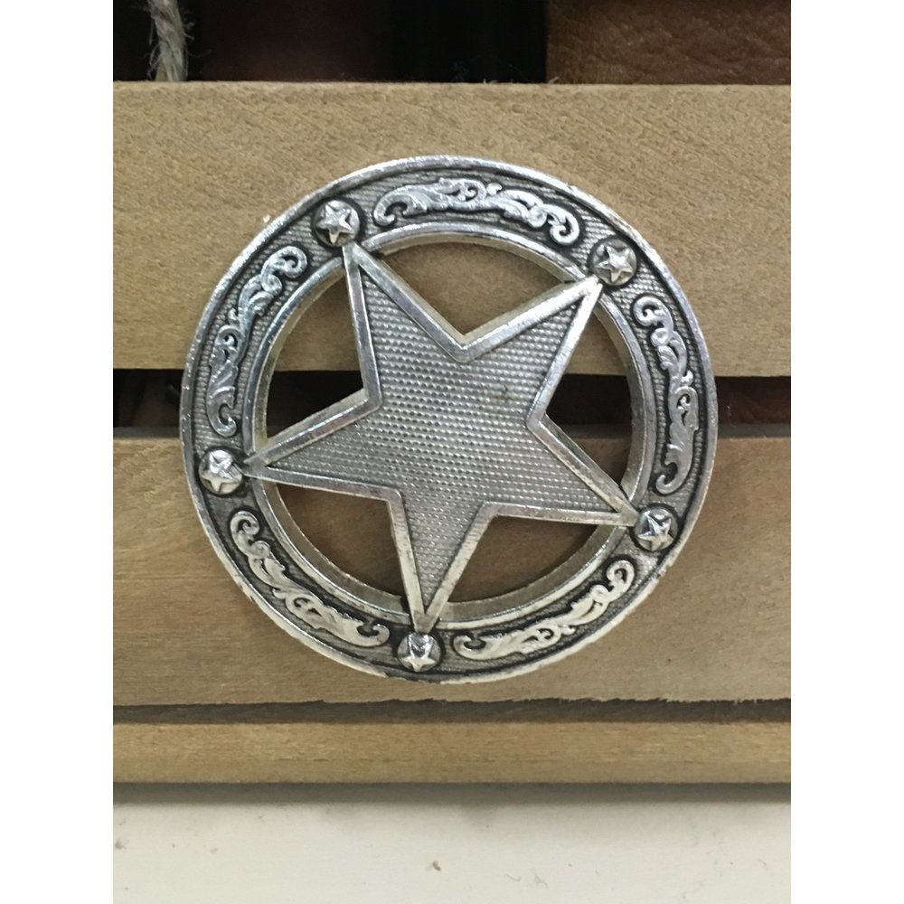 Large Silver Sheriff Star Screw Conchos 8296