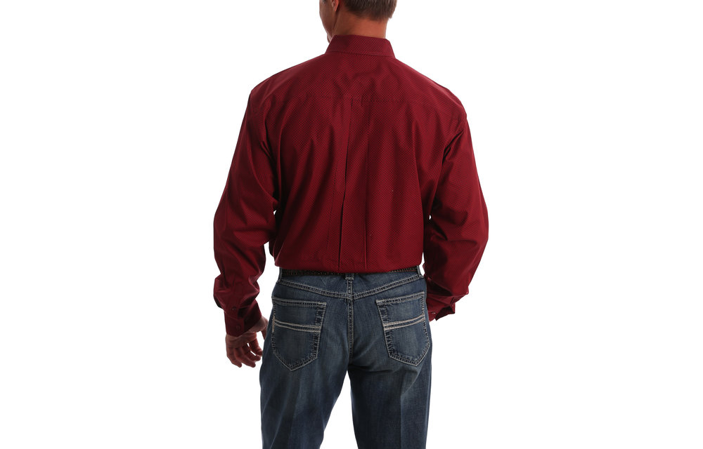 mens red button down shirt