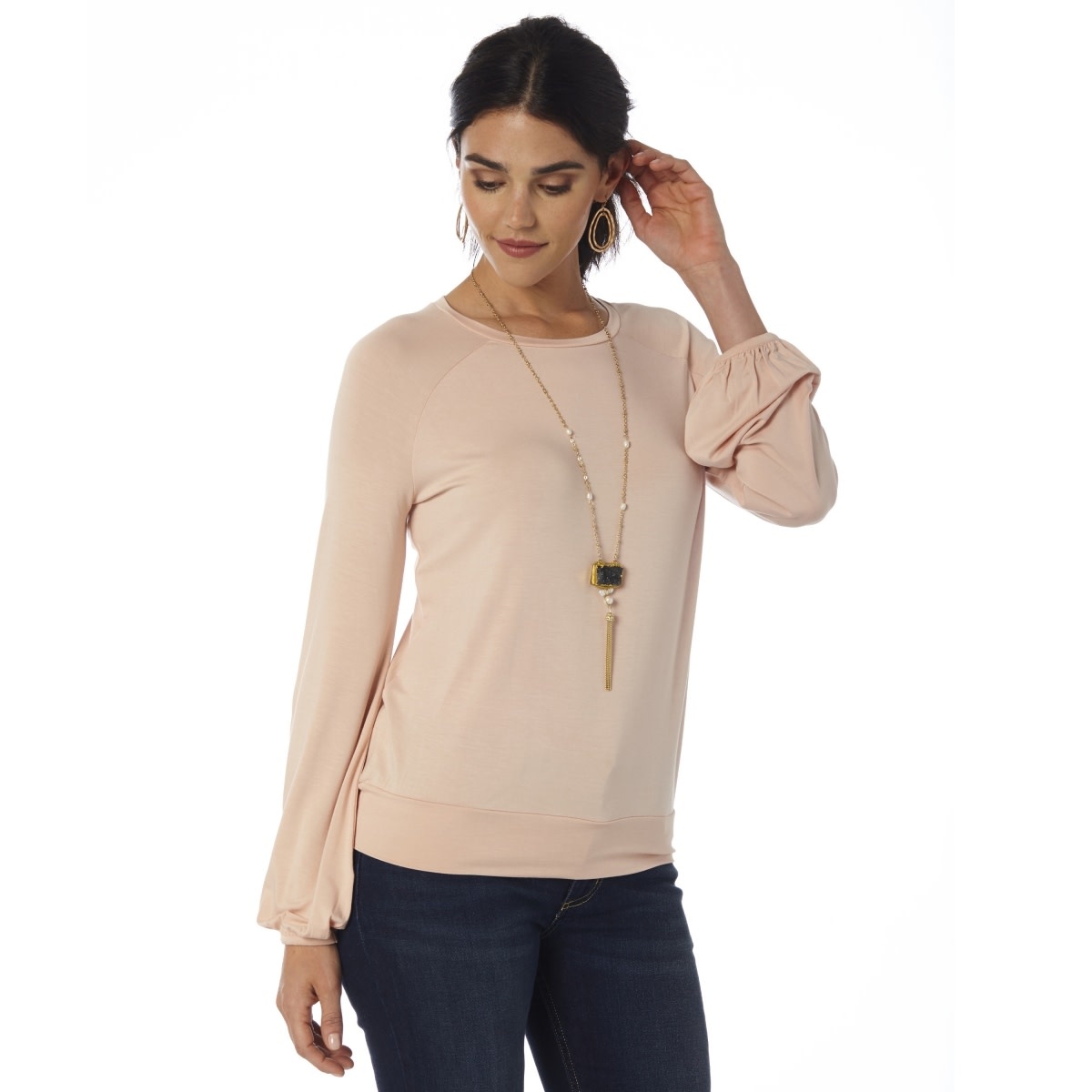WRANGLER PALE PINK BALLOON SLEEVE SWEATSHIRT LWEK75K
