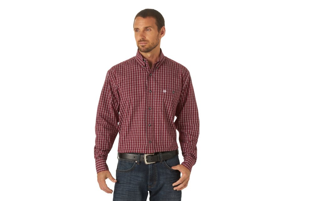 Wrangler Men's Cabernet Plaid MG2196R 