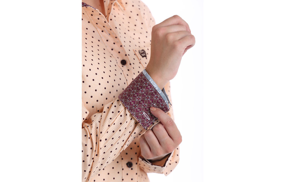 Cinch Women's Dot Print Button Down Shirt 2XL