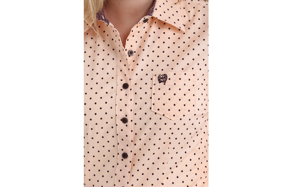 Cinch Women's Dot Print Button Down Shirt 2XL