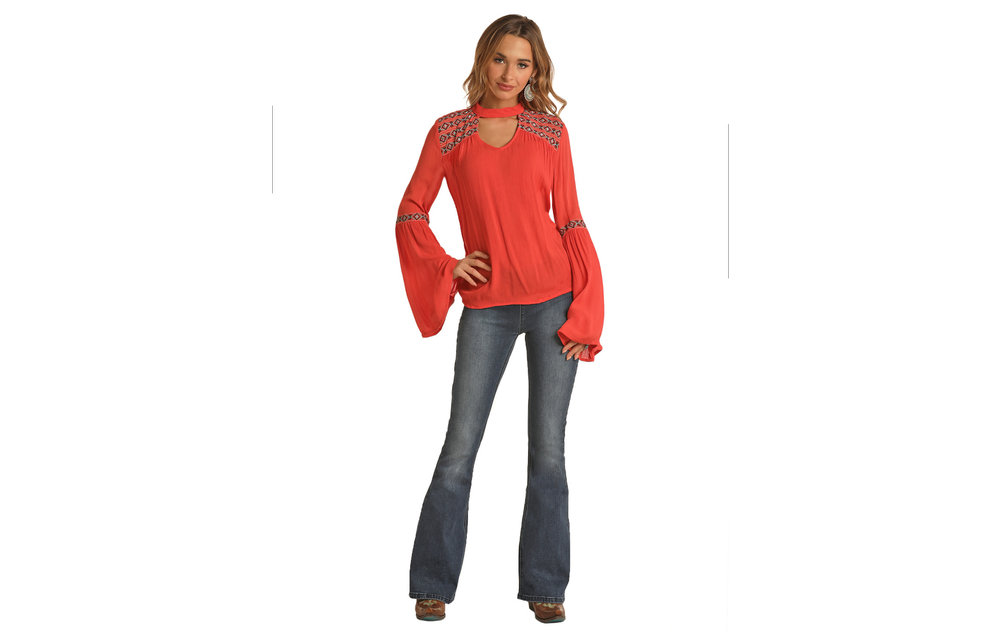 Panhandle Women's Corral Bell Sleeve Blouse