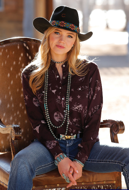 purple western shirt ladies