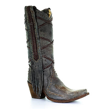 corral fringe leather western boot