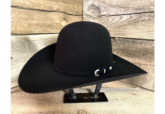 American Hat Company 6X Black Felt Cowboy Hat 7 1/4 / 2 Ply Ribbon Band / RC Crown