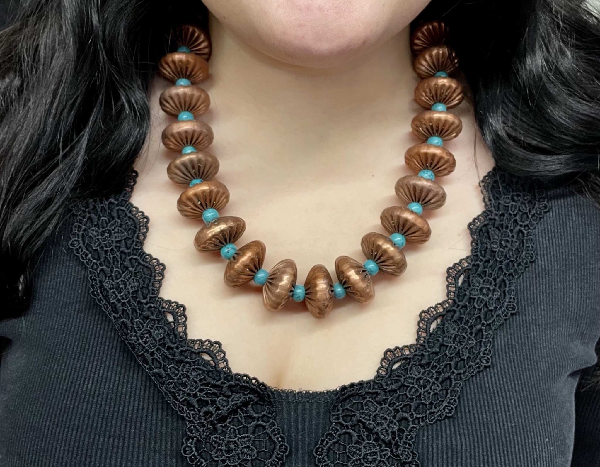 Copper bead necklace clearance