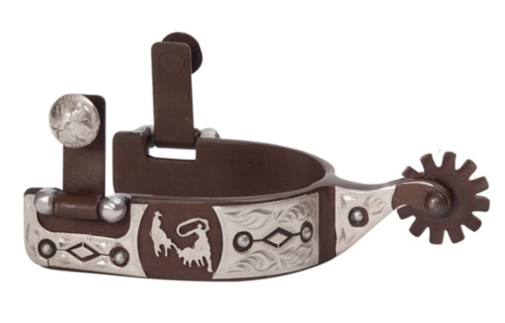 German Silver Roping Spurs Engraved