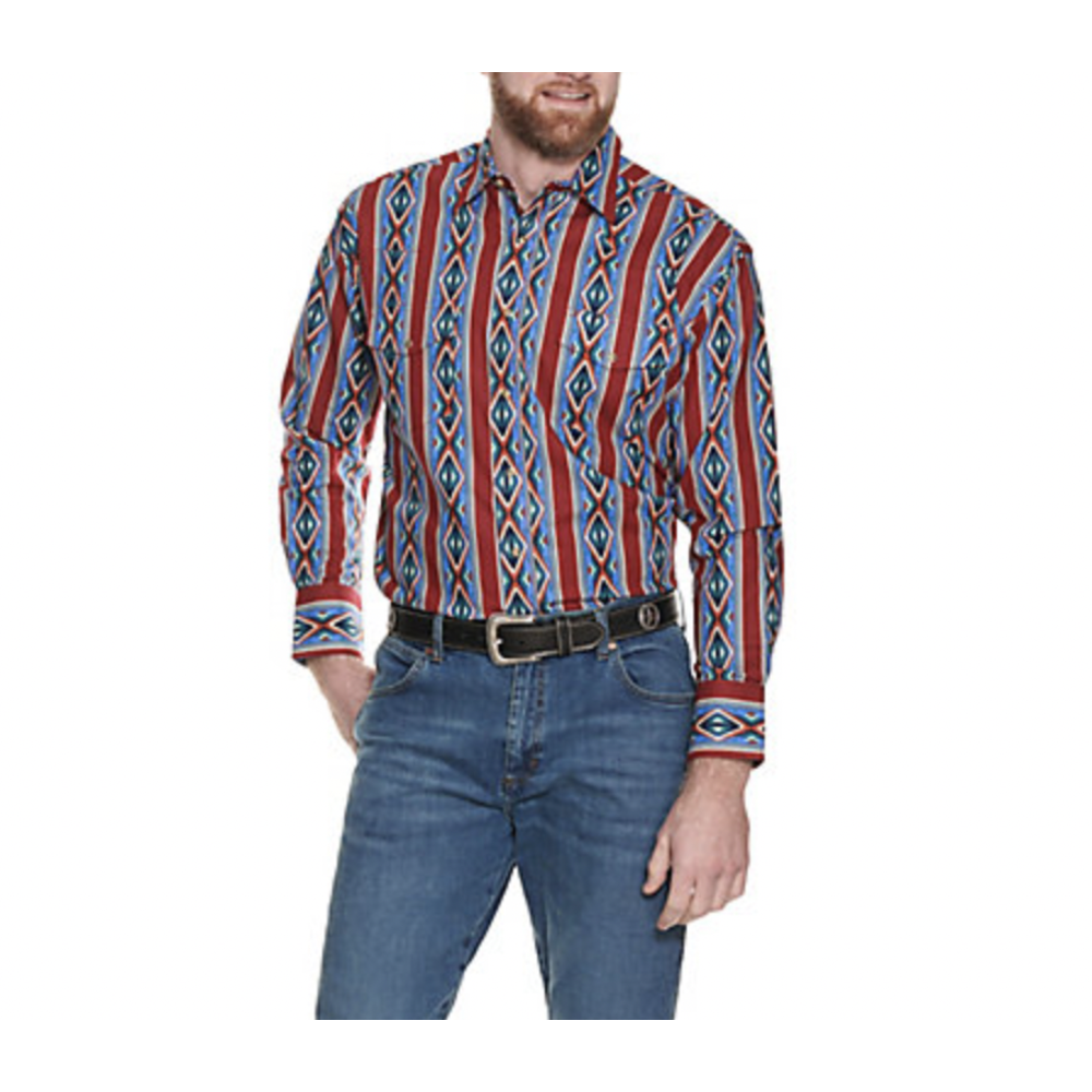 Wrangler Men's Red Checotah LS Shirt 2314908 - Corral Western Wear