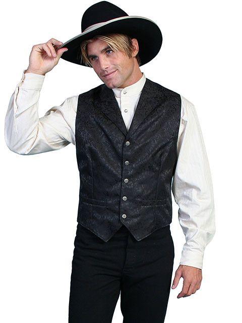 Wah Maker Silk Double Breasted Vest - Black - Men's Old West Vests And  Jackets