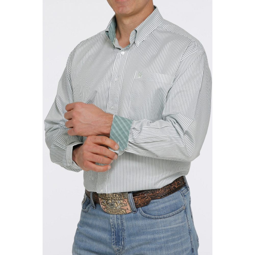 Cinch Men's Teal Striped LS Shirt mtw1105411 Corral Western Wear