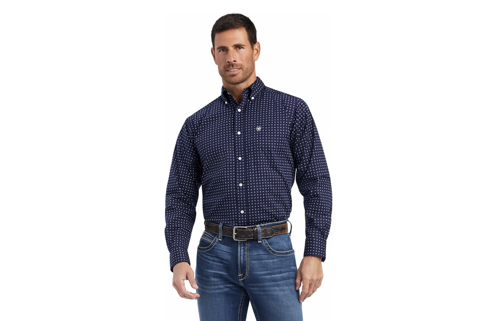 Ariat Men's Niko Fitted Maritime Blue LS Shirt 10041566 Corral