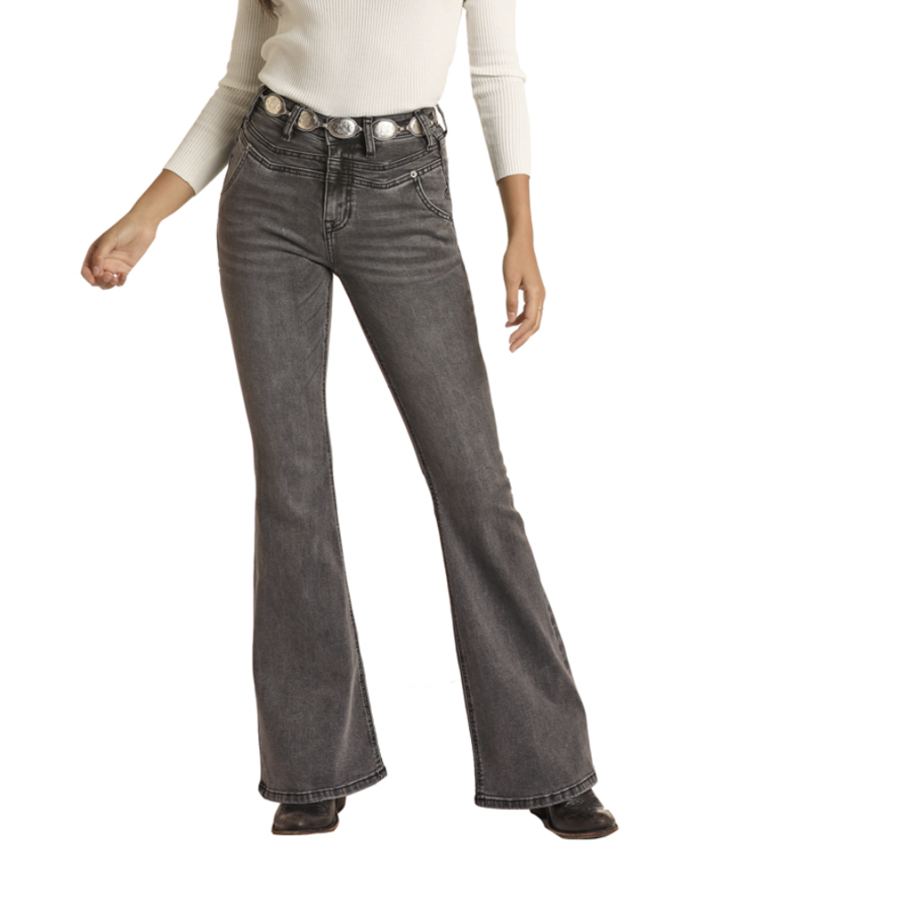 Rock & Roll Denim Ladies Black Flare Jean RRWD6HRZPT Corral Western Wear Rock & Roll Denim Ladies Black Flare Jean RRWD6HRZPT Corral Western Wear