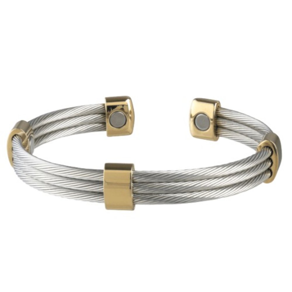 Sabona Men's Trio Cable Stainless Steel & Gold Magnetic Wristband - Country  Outfitter