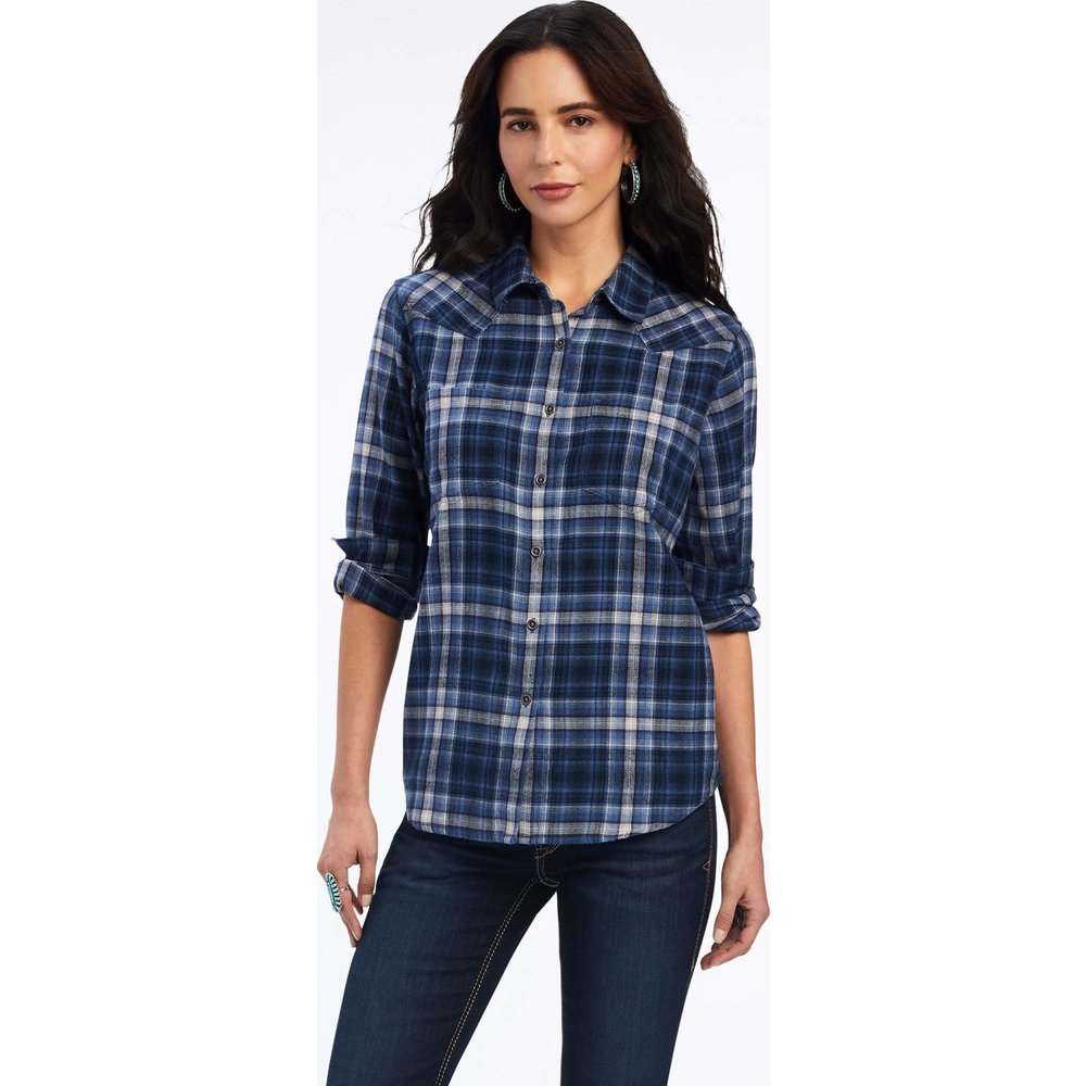 Ariat Ladies Real Billie Jean Blue Plaid Shirt 10041640 - Corral ...