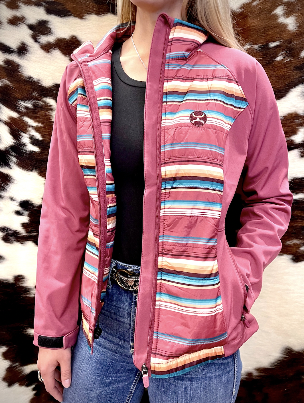 Hooey Ladies Pink Striped Softshell Jacket HJ102PKST - Corral Western Wear