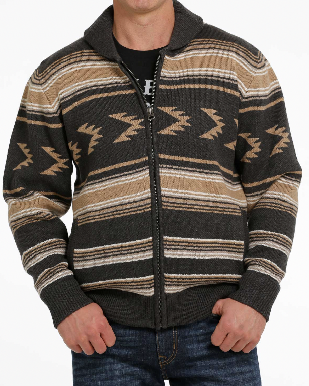 Cinch Men's Grey/Gold Pullover Sweater mwk1582001 Corral Western Wear