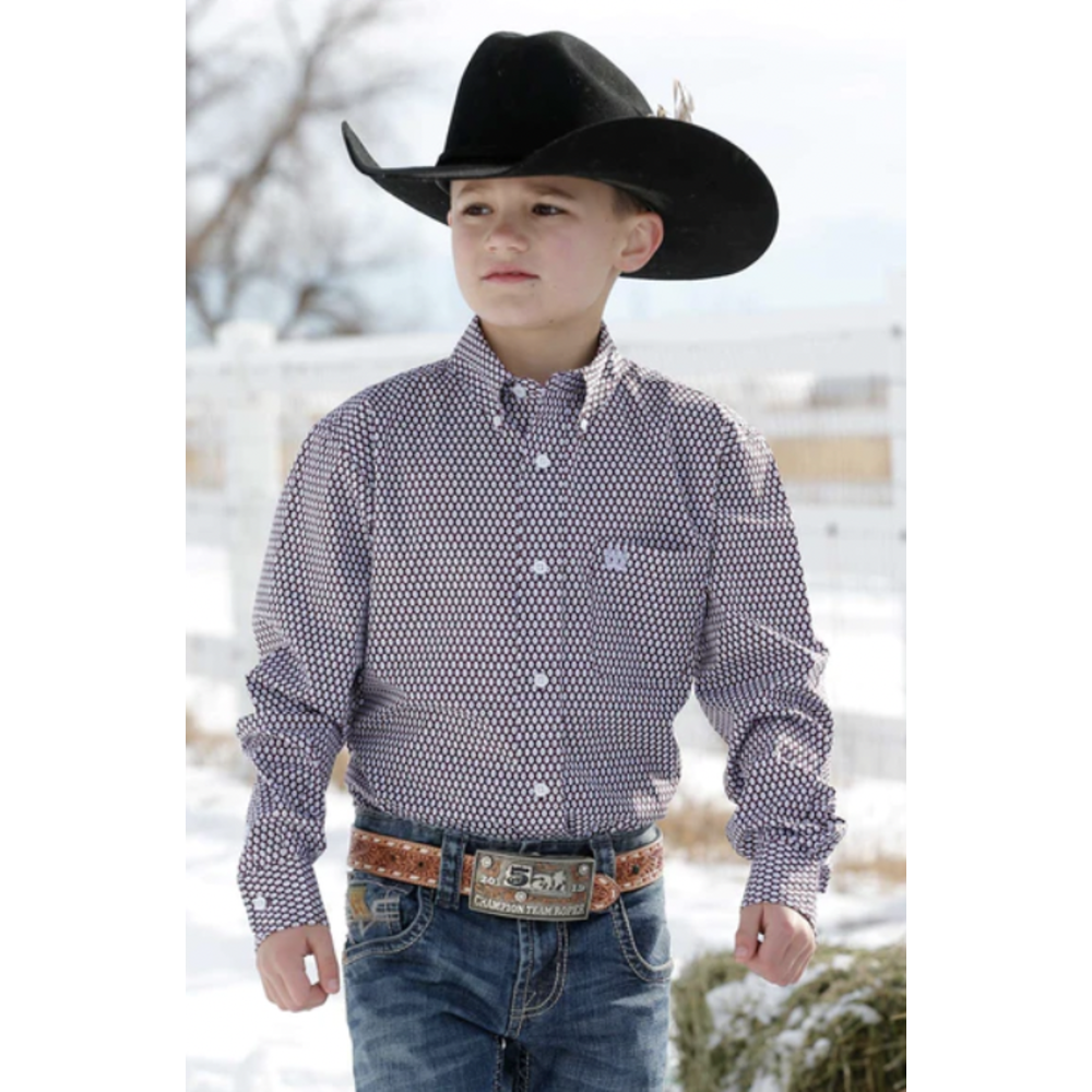 Cinch Boy's Purple LS Shirt mtw7060300 - Corral Western Wear