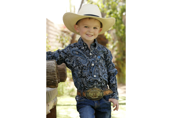 Boys Western Cowboy Snap Shirt ~ TURQ PAISLEY