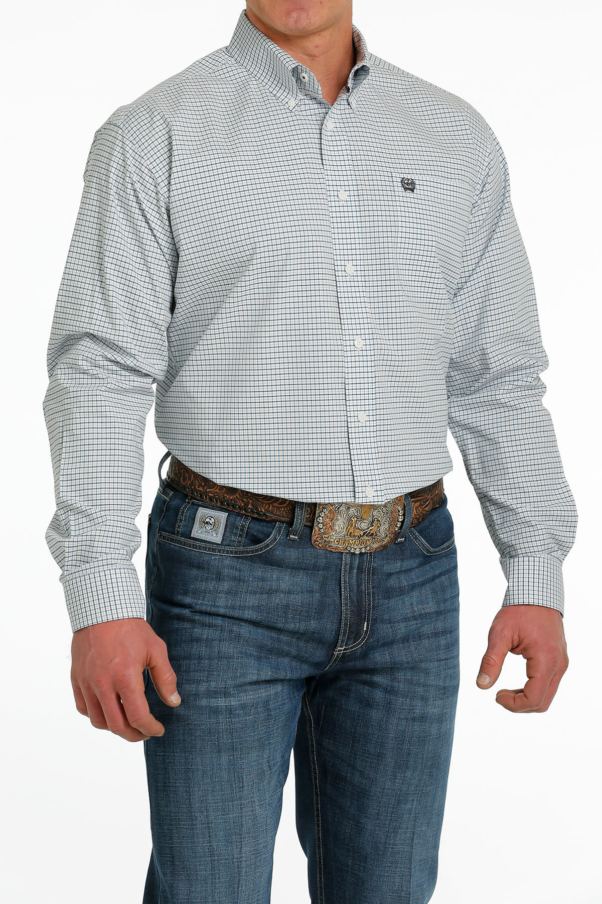 CINCH MENS WHITE PLAID LS BUTTON MTW1105519 - Corral Western Wear