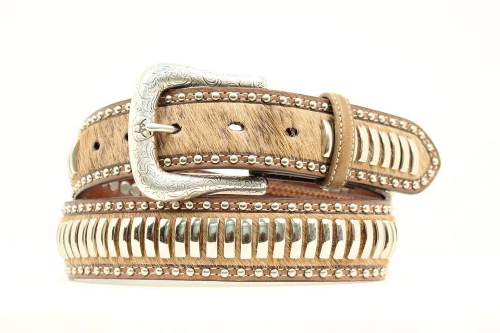 Hair-On Cowhide and Rhinestone Western Belt