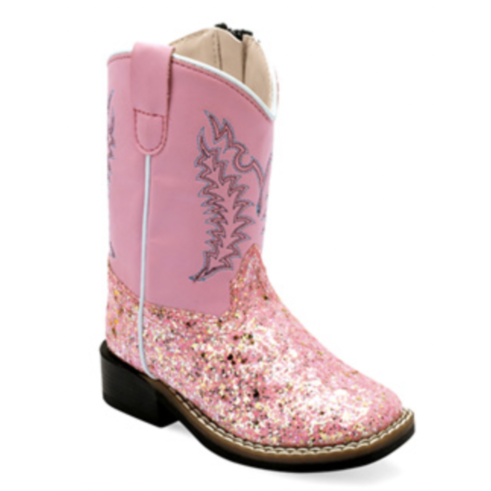 OLD WEST PINK GLITTER SQ TOE VB1085 - Corral Western Wear