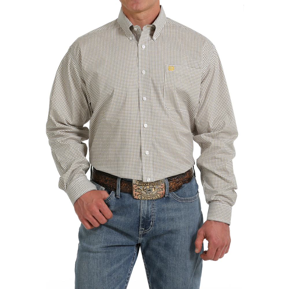 Cinch Men's Tan Plaid LS Shirt mtw1105587 - Corral Western Wear