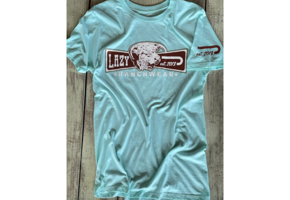 Lazy J Ranch Wear Diamond Hereford Banner T-Shirt - Seafoam Green
