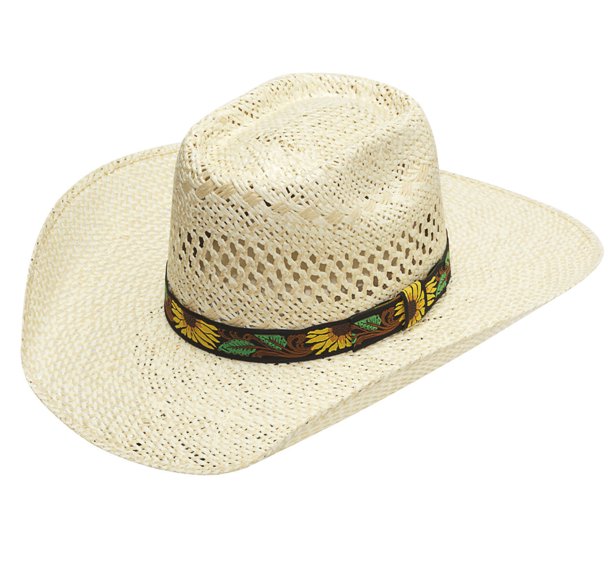 Twister Western Hat Womens Twisted Weave Sunflower Band Vent T78506, Ivory