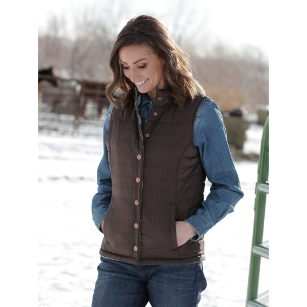 CINCH BRN Ladies Reversible Quilted Vest MAV9888001 - Corral Western Wear