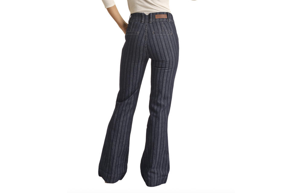 High Rise Extra Stretch Jacquard Stripe Trouser Jeans (RRWD5HR0SK)