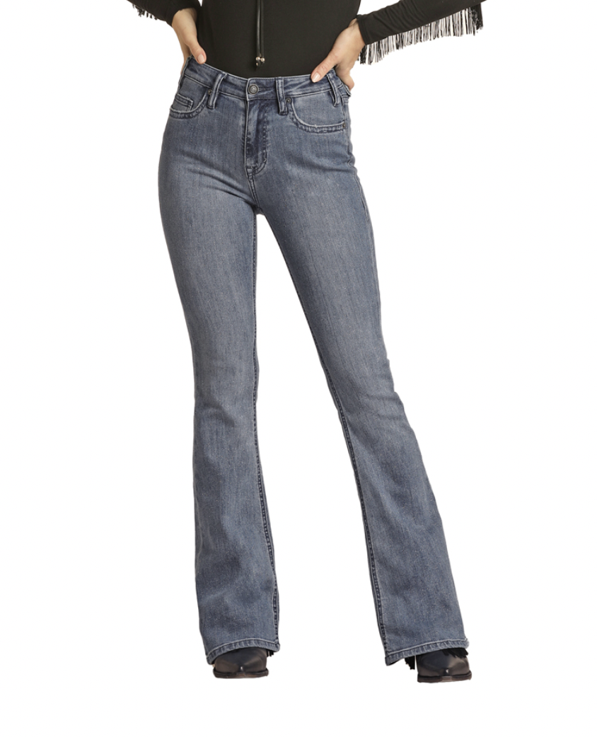 Rock & Roll Cowgirl Glittery HR Flare Jeans RRWD6HR0G2 - Corral Western ...