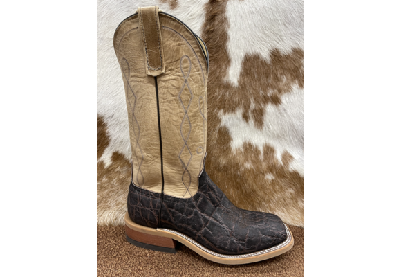 Corral Men's Black Ostrich Wide Square Toe Cowboy Boots A4291