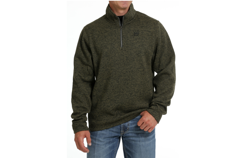 Men's 1/4 Zip Sweater w/ Leather Patches