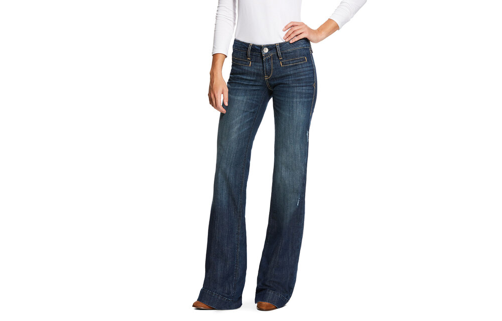 MID RISE WIDE FLUID DENIM TROUSER - | LaneBryant