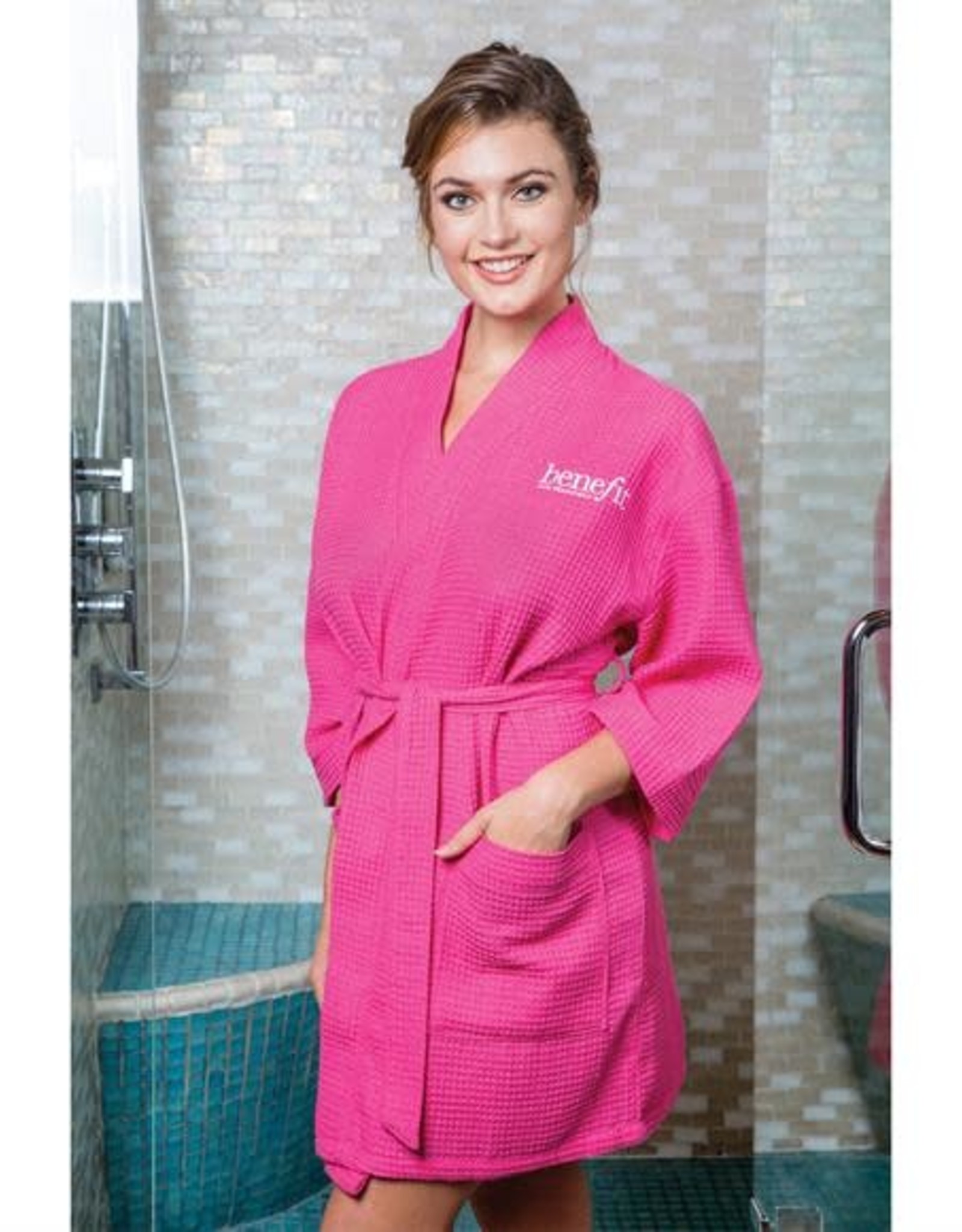 Terry Town Waffle Robe Short Hot Pink