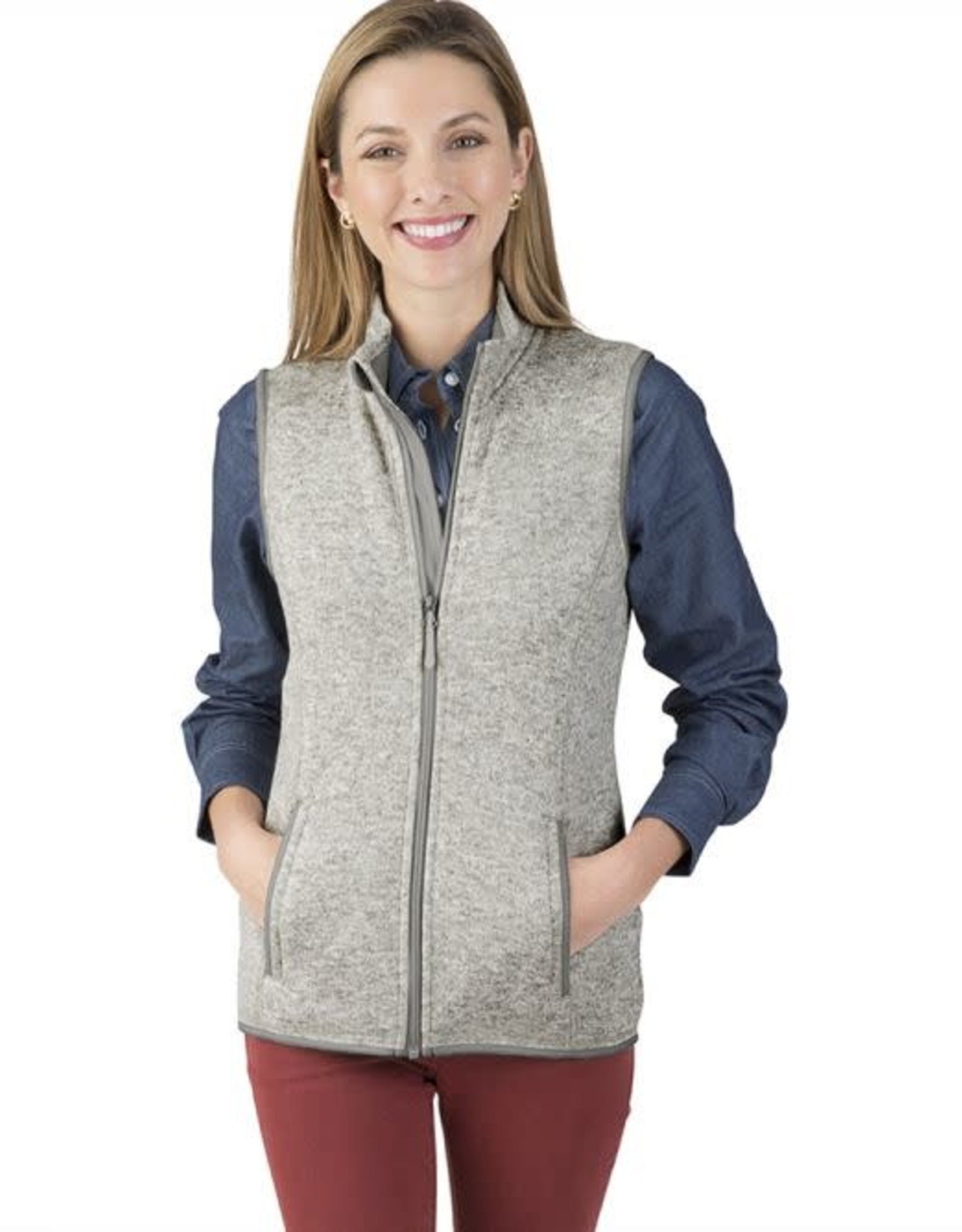 Women's heathered fleece Vest Light Grey - The Initial Choice