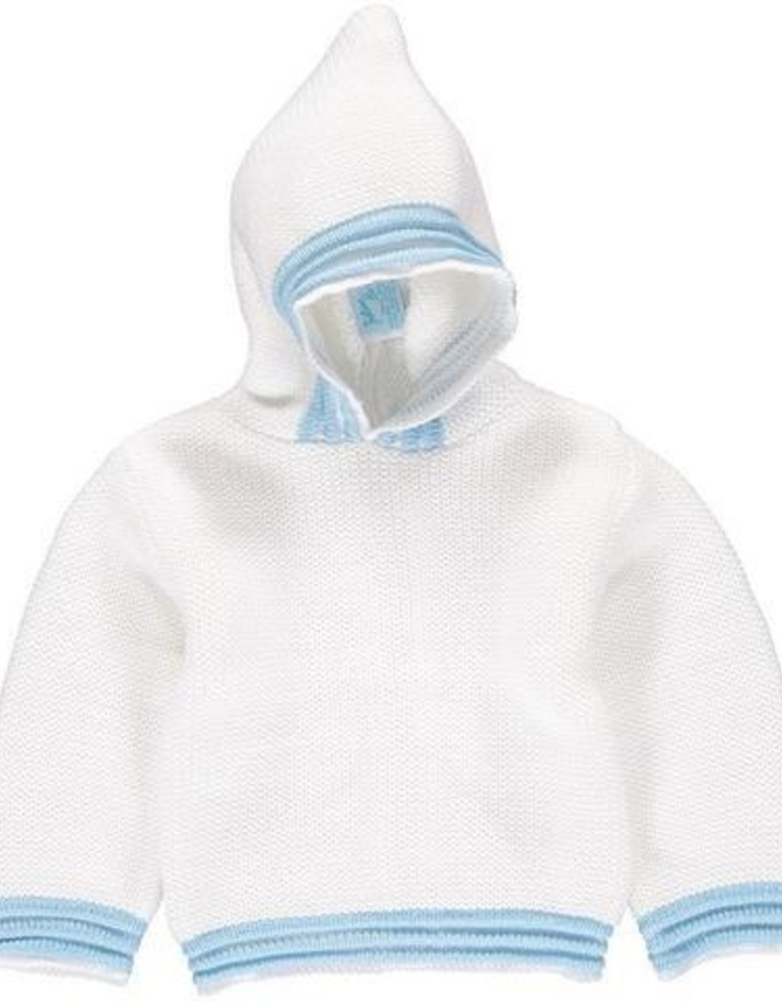 Carriage Boutique Acrylic White Blue Hooded Sweater