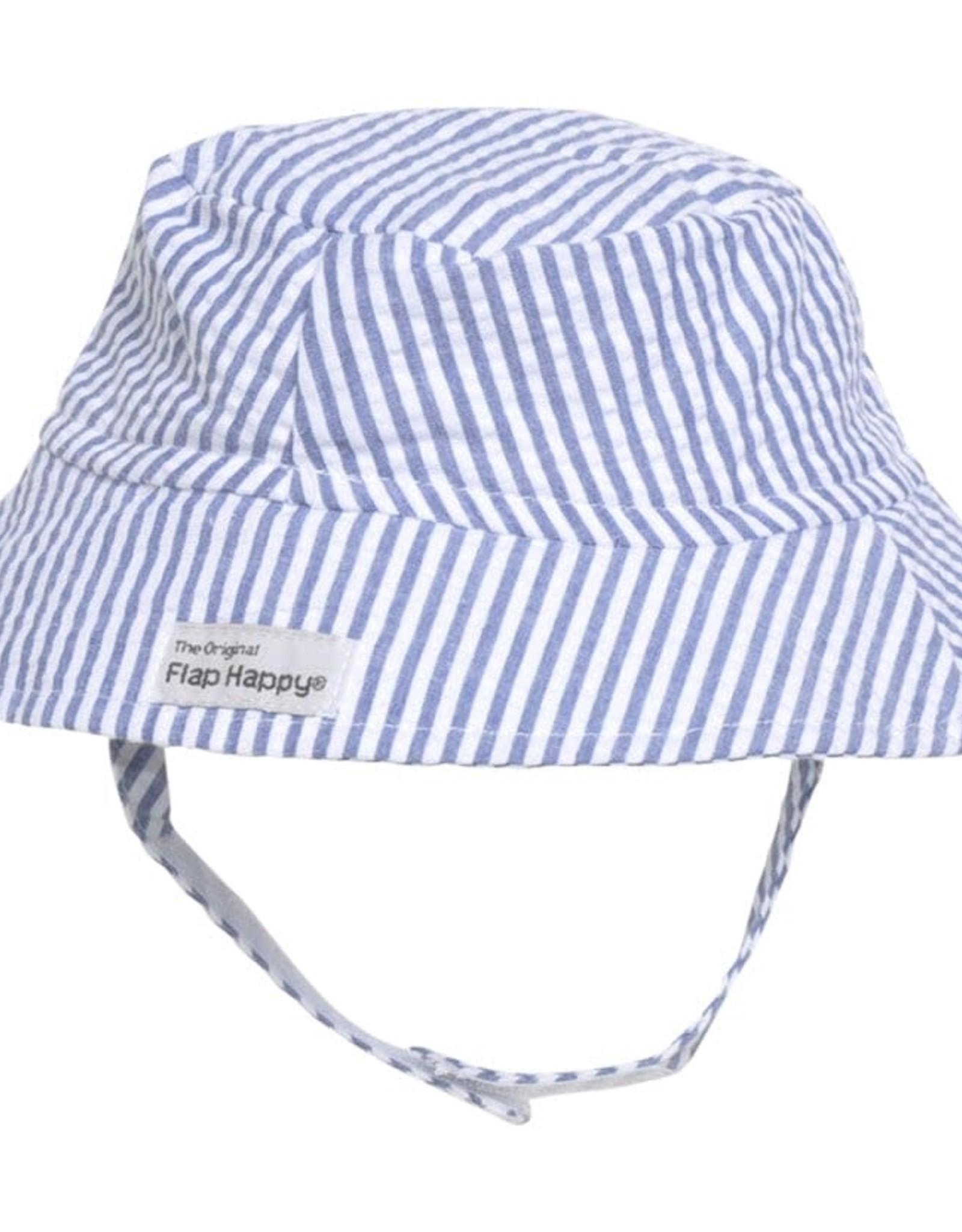 Flap Happy Bucket Hat Blue Stripe Seersucker